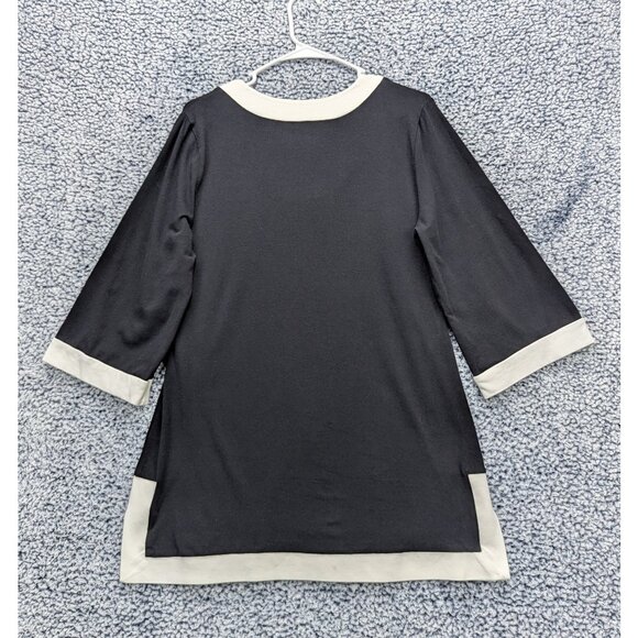 Soft Surroundings Tunic Top Size M Bishop Minimalist Art Deco Boho Office Black - Picture 2 of 12